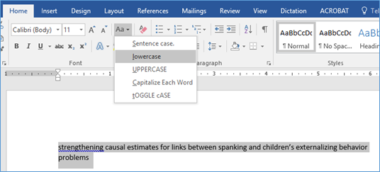 Ms Word Change Case