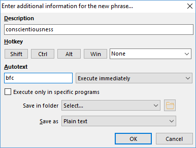 detect typing in phraseexpress