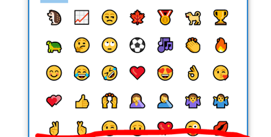 Windows 10 emoji menu