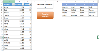 Random Team Generator: Excel File | Technology