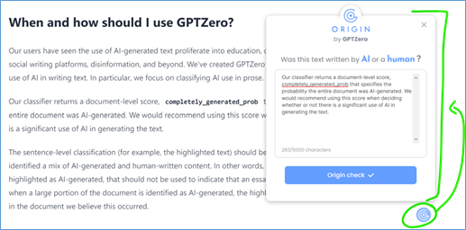 Origin by GPTZero - ChatGPT and AI Detector