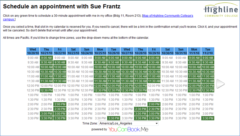 Sign Up Sheet With Time Slots in PDF