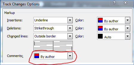 change comment color in word
