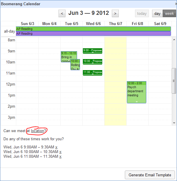 Boomerang Calendar Gmail/Calendar Integration Technology for Academics