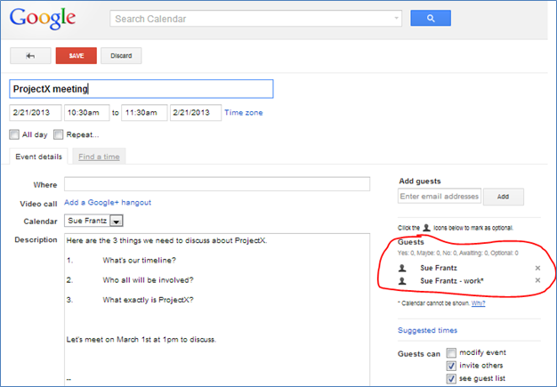 Saving a Gmail Message as a Google Calendar Event Technology for