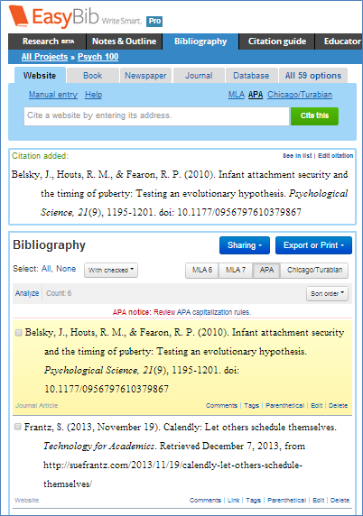 EasyBib Bibliography Made Easy Technology for Academics