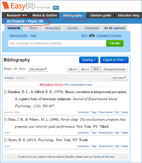 Bibliography on sale example website