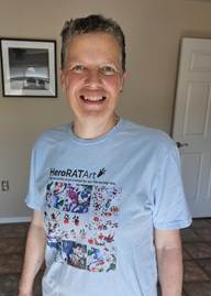 Sue Frantz wearing a HeroRAT t-shirt